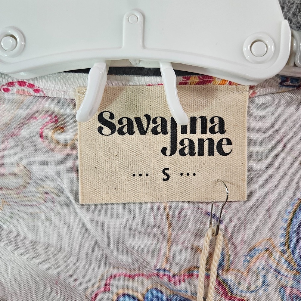 NEW Savanna Jane Top Blouse Women‎ Small Floral Paisley Print Embroidered White - Picture 3 of 9